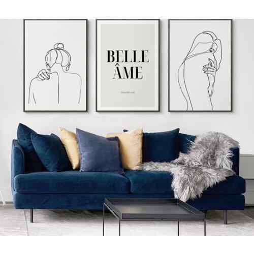 Morden Minimalist art Figuars line canvas painting Print Wall art Picture for Living Room Nordic Abstract poster Decoration Pict