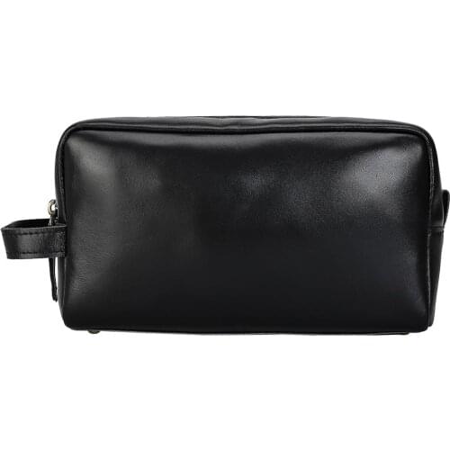 Tiding New Cow Leather Large Clutch Purse Pouch Wash Bag Pencil Case Cosmetic Bag Wrist Handbag Zipper Wallet Black Unisex 2025