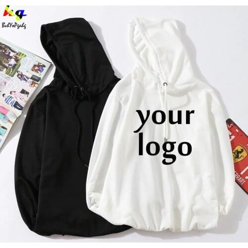 Custom DIY Logo Print Hoodie Sweatshirt Men and Women Cotton Long Sleeve Clothes Unisex Street Sweatshirt Clothing