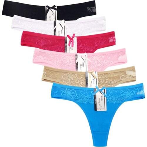Women Lingerie Femme G String Lace Underwear Female Cotton Thong Panties Girls Transparent Knickers Underpants Solid 12PCS/Set