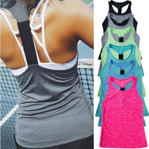 2020 Women tanks Sleeveless Fitness Vest Exercise Workout Sports T-Shirts Fitness Running Sport Vest top Gym Clothing T-Shirt