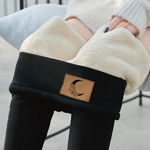 Winter Warm Leggings For Women Moon Flower Sign Warm Winter Tight Velvet Cashmere Pants Trousers Leggings Support Dropshipping
