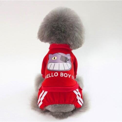 Winter Pet Vest Warm Pets Clothing T-Shirt Puppy Chihuahua French Bulldog Hooded Coat Shirts Cute Printed Cotton Dog Clothes