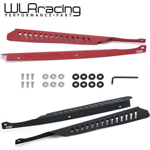 1 Pair Aluminum Left Right Fender Shrouds Kit Panel Plate Engine Bay With Hardware For 2008-2014 Subaru WRX & STI Black/Red