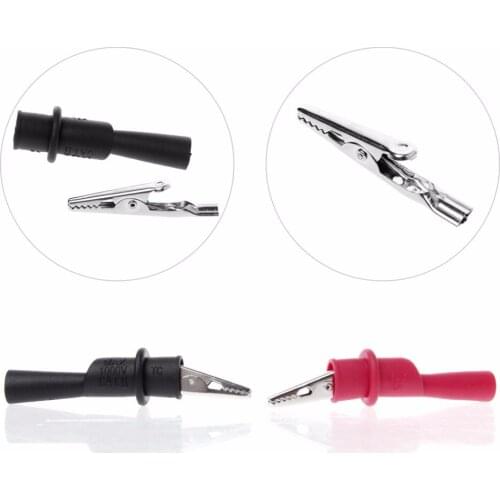 1 Pair Insulated MultiMeter Test Lead Alligator Clip Crocodile Clamp Probe Test