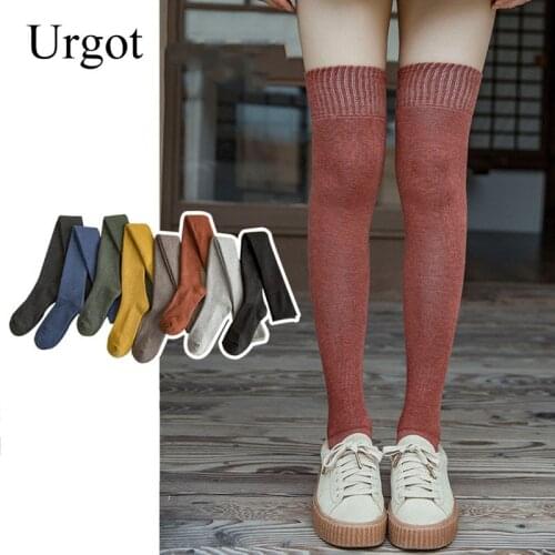 Urgot 1 Pair Over Knee Socks Female Autumn Winter Japanese Korean Long Tube Calf Stockings Thick Terry Warm Female Trend Socks
