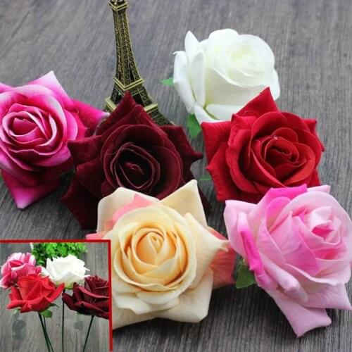 1PC Romantic Artificial Rose Flower DIY Velvet Silk Flower for Party Home Wedding Valentines Day Holiday Decoration