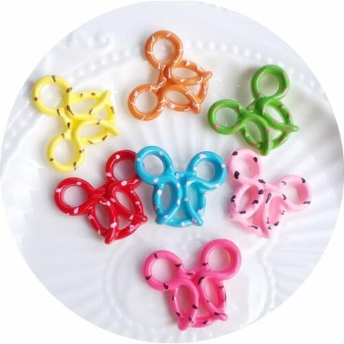 10pcs/lot Candy colors Simple hollow bow Resin Cabochons Scrapbooking Embellishment Crafts DIY phone case Accessories XL819