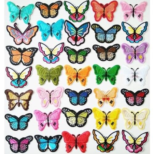 100pcs/lot Embroidery Patch Color Cute Butterfly Bag Shirt Clothing Decoration Sewing Accessory Diy Iron Heat Transfer Applique