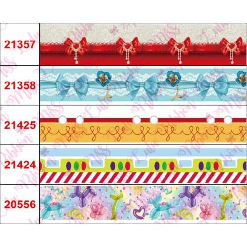 16mm-75mm Russia Series Bowknots Colorful Cartoon Balloon Printed Grosgrain/Foe Ribbon DIY Hair Bows Party Decor 50yards/roll