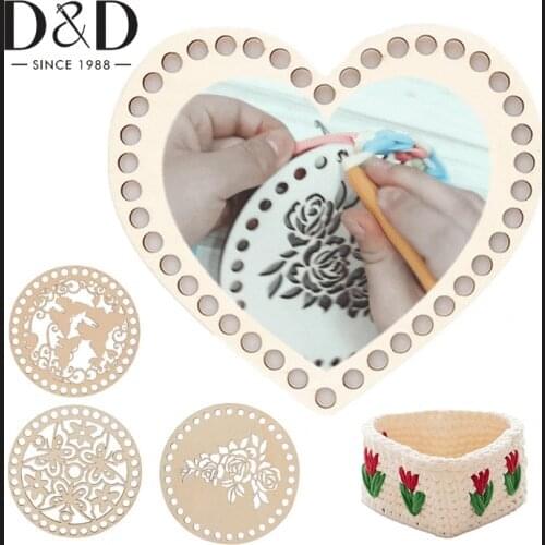 2Pcs Natural Wooden Basket Bottom for Making Knitting Crochet Yarn Storage Bag DIY Crocheting Wood Base Weaving Crafts