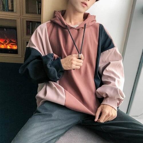 2019 guard man plus velvet tide brand hood stitching Harajuku loose hoodie mens hoodies