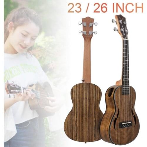 23 / 26 Inch Full Pack Concert Tenor Ukulele Musical Gifts Walnut Wood 18 Fret Four Strings Hawaii Mini Guitar