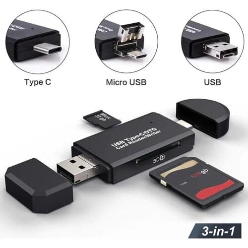3 in 1 Universal Type C Micro-USB OTG High Speed TF/Micro-SD Memory Smart Memory SD Card Reader