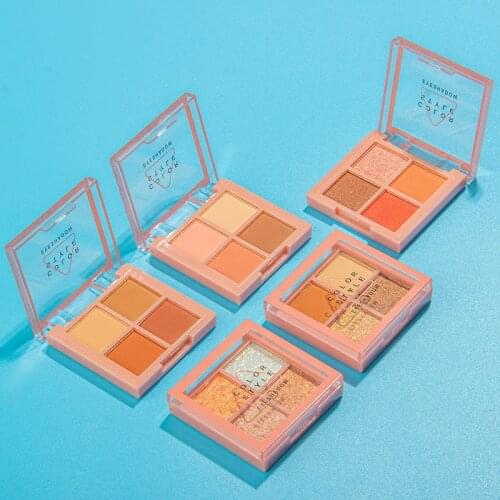 4 Colors Mini Creamy Pigmented Eyeshadow Palette Shimmer Matte Natural Waterproof Long Lasting Grid Eye Shadow Makeup TSLM1