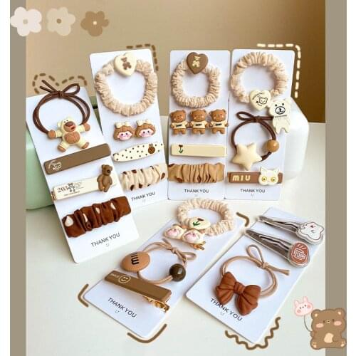 4Pcs/Set lovely Cute White Beer Animal Elastic Hair Band Hair Clips For Girl Princess Korea Style Fashion Hair Accessories