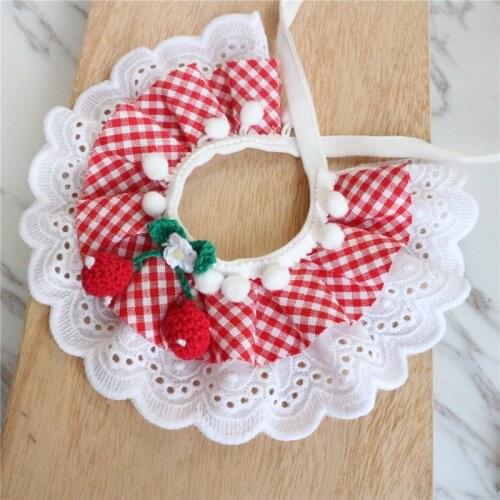 Pet accessories Puppy cat cute scarf Teddy Cherry pure cotton edge water towel dog tie X14