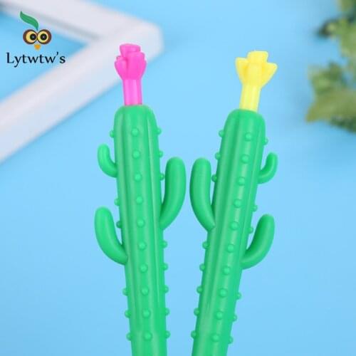1 Piece Lytwtws Cute Kawaii Cartoon Cactus Press Automatic Mechanical Pencil School Office Supply Student Stationery Gift