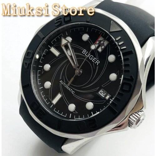 BLIGER 41mm mens top mechanical watch sapphire glass ceramic bezel luminous Miyota 8215 movement date mens automatic watch