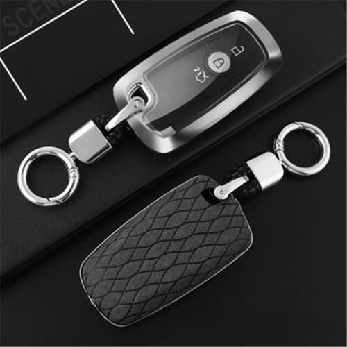Beautiful Suede Leather Zinc alloy Full Cover Car Key case For Ford Ecosport Edge Explorer Fusion S-MAX Mustang F-150 F-250F-350