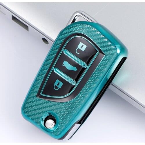 3 Buttons Carbon fiber TPU Car Key Cover Case For Toyota Auris Corolla Avensis Verso Yaris Aygo Scion TC IM 2015 2016 Camry RAV4