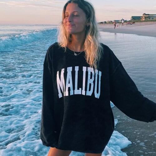 Black Crewneck Letter Print Drop Shoulder Oversized Hoodies Women Autumn New Long Sleeve Sweatshirt Vintage Casual Streetwear BF