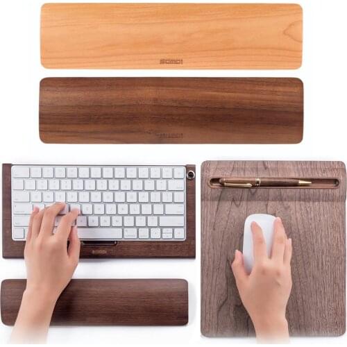 Wooden Keyboard Cushion Hand Wrist Rest Pad Wrist Support Pad Cushion Mouse Pad for PC Laptop Keyboard Mouse Mat Wrist Support