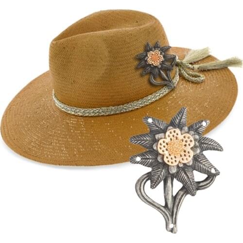 1Pcs Elite Edelweiss Antique Flower Brooches Badges For Hats Clothes Accessories For Women Men Friends Gift