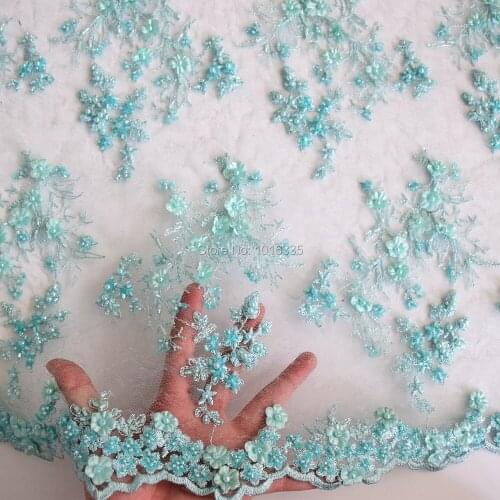 Fany small 3d flower french tulle lace with handmade beaded for second dress fabric HY0628-5