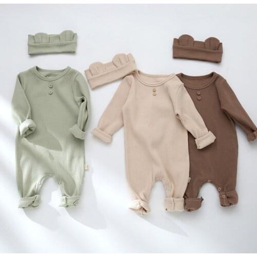 Newborn Baby Cotton Long Sleeve Jumpsuit One piece Outfit Baby Boys Girl Bodysuits Spring Autumn Baby Boys Girls Clothes