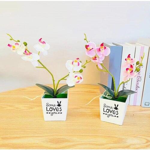 1 Set Artificial Bonsai Decorative Realistic Faux Silk Flower Wedding Party Fake Butterfly Orchid Flowers Potted for Home