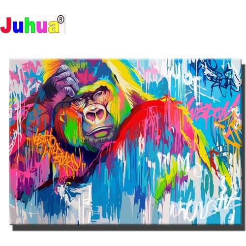 Colorful Apes picture Full square/Round Diamond embroider dog diamond Painting Cross Stitch Rhinestone Mosaic Animal Art