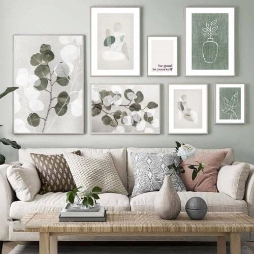 Paintings for Interior Nordic Home Decor Canvas Picture for Living Room Green Plant Leaves Poster On Wall Loft Frameless