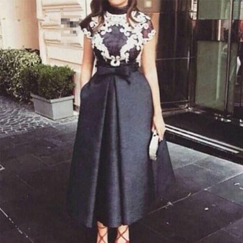 Short Plus Size Mother Of The Bride Dresses high neck with pockets white lace Cap Sleeve Lace Wedding Guest Gown ankle length