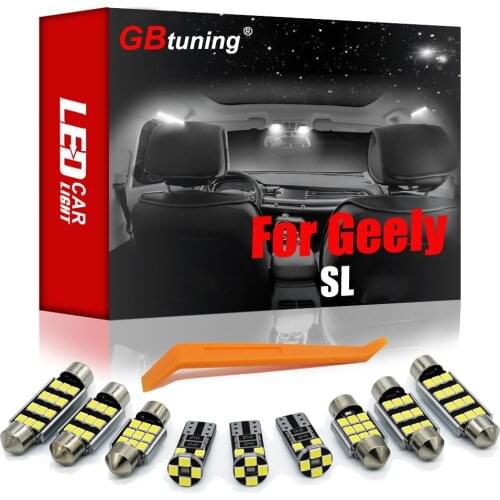 GBtuning Canbus No Error LED 10PCS For Geely SL 2011+ Vehicle Interior Dome Trunk Indoor Map Reading Lamp Light Accessories Kit