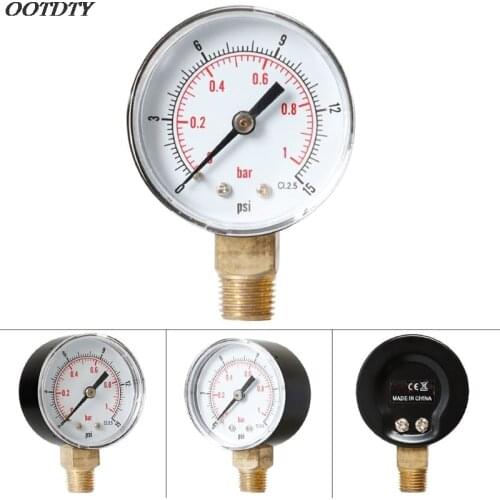 Pressure Gauge 52mm 1/4" BSPT Vertical 15,30,60,100,150,300 PSI & Bar Bottom Mount