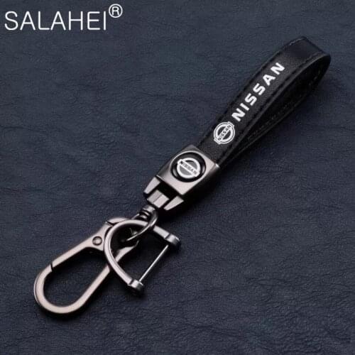 Metal+Leather Car Logo Keychain Key Ring For Nissan Qashqai J11 J10 Xtrail T30 T31 T32 Juke Murano Versa Sentra Altima For Gift