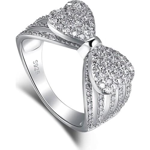 DYLAM 925 sterling silver 5A cubic Zirconia sweet butterfly lovely wedding ring valentines Day gift