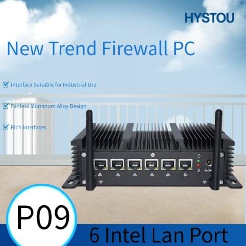 HYSTOU Fanless 6 Lan Industrial Mini PC Intel 3865U Core i5 7267U i3 7167U 4*USB3.0 2*RS232 HDMI Firewall PC Pfsense Router