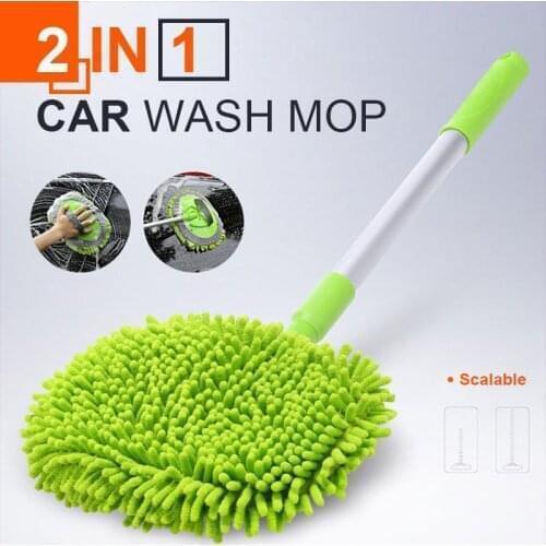 Multifunctional 2 in 1 Chenille Microfiber Car Wash Mop Car 360 Degree Spin Wet Mop Head Microfiber Auto Cleaning Mop Head Refil