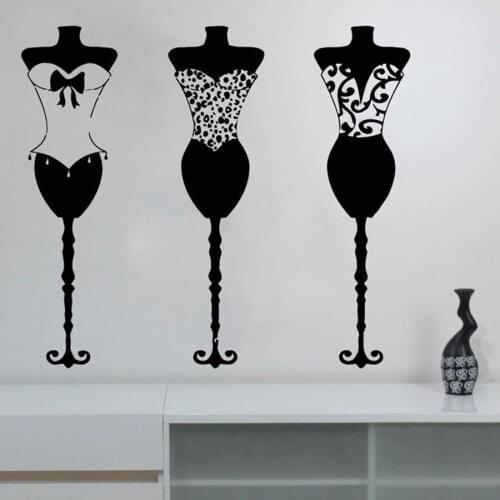 Fashion Clothing Vinyl Wall Decal Boutique Clothes Dress Model Womens Clothing Store Modern Window Decoration Art Sticker S922