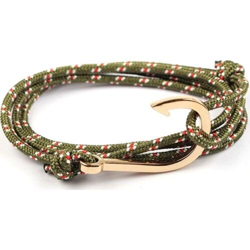 Fashion Trendy Nylon Bracelets Women Men Couple Gifts Wrap Braided Wristband Male Bracelet Rope Golden Alloy Hook Anchor Bangle