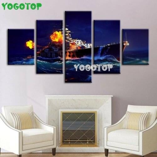 5 Pieces Battleship Sea Ocean Scenery diy diamond painting cross-stitch Full Drill Mosaic diamond embroidery Wall Art ML1570