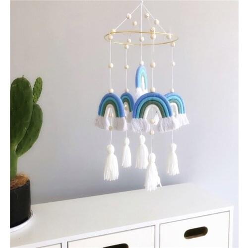 Boho Style Tassel Rainbow Macrame Wall Hanging Ornament For Kid Room Decor Nordic Macrame Rainbow Baby Bed Tent Hanging Pendant