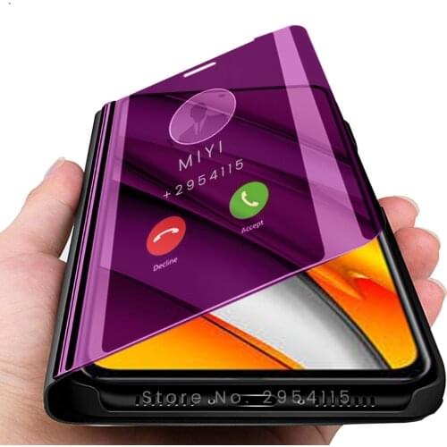 Poco-f3 case smart mirror magnetic flip covers for xiaomi mi pocophone little poco f3 f 3 3f f-3 pocof3 6.67'' book stand coque