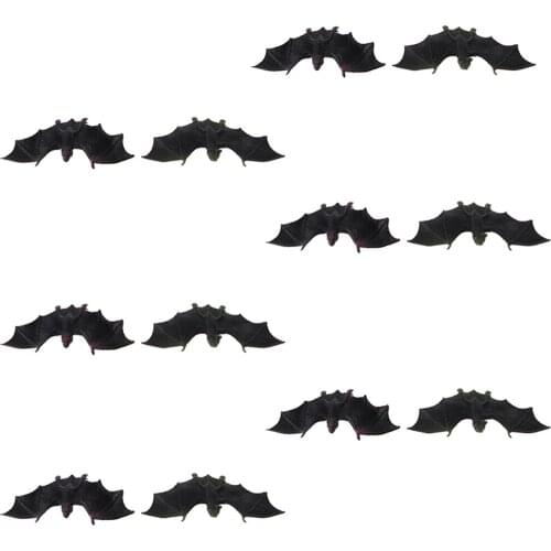 Realistic Black Plastic Bat Toys for Kids Animal Simulation Model Birthday Presents Pack of 12