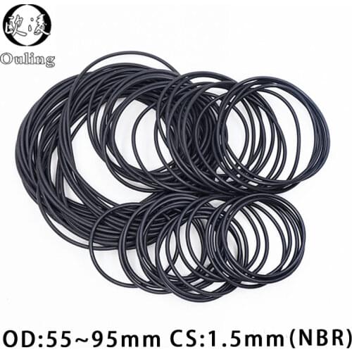10PCS/lot Rubber Ring Black NBR Sealing O-Ring CS1.5mm OD55/60/65/70/75/80/85/90/95mm O Ring Seal Nitrile Gasket Oil Washer