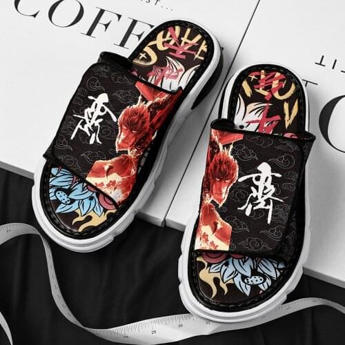 Jumpmore Graffiti Slippers Personalized Chinese Elements Men Sandals Cartoons Summer Beach Shoes Size 39-44