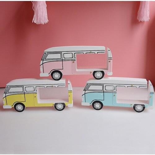 Nordic wooden cute cartoon car coin penny piggy bank bus home furnishing ornaments creative birthday gifts originality money box