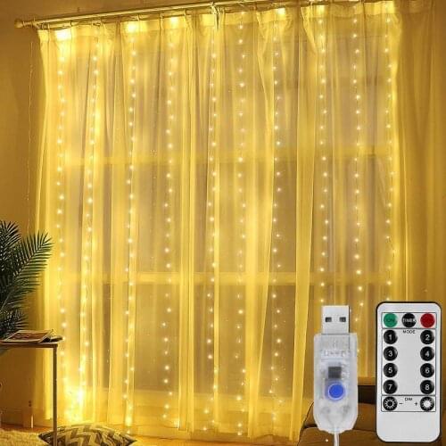3M LED Curtain Garland Led Usb String Lights Fairy Festoon Remote Control Christmas Decorations for Home Garland on The Window